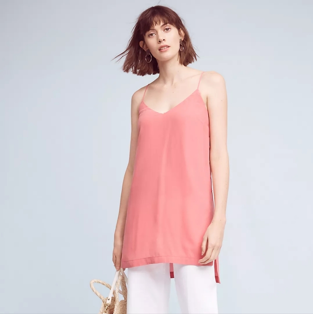Anthropologie Maeve Naya Silk Longline Tunic Pink Size 4